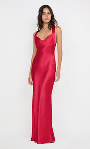 GIA HALTER MAXI DRESS - STRAWBERRY
