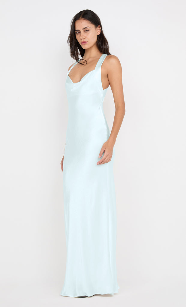 GIA HALTER MAXI DRESS - ARCTIC BLUE