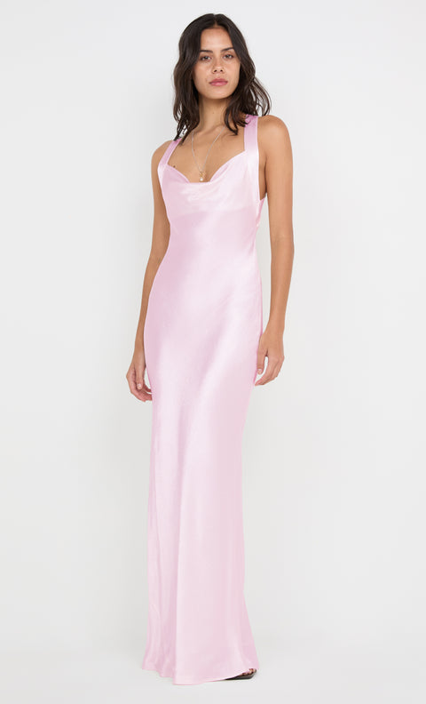 GIA HALTER MAXI DRESS - POWDER PINK
