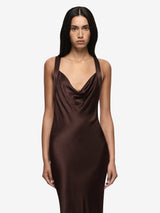 GIA HALTER MAXI DRESS - DARK CHOCOLATE