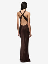 GIA HALTER MAXI DRESS - DARK CHOCOLATE