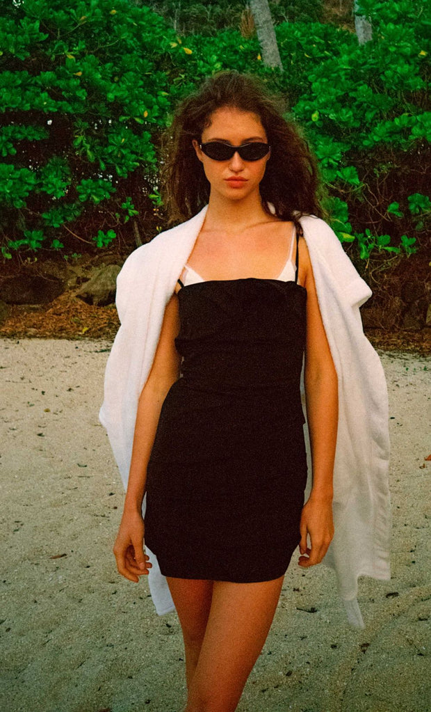 ALLIRA ASYM MINI DRESS - BLACK