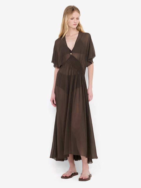 CASCADE MAXI DRESS - DARK CHOCOLATE