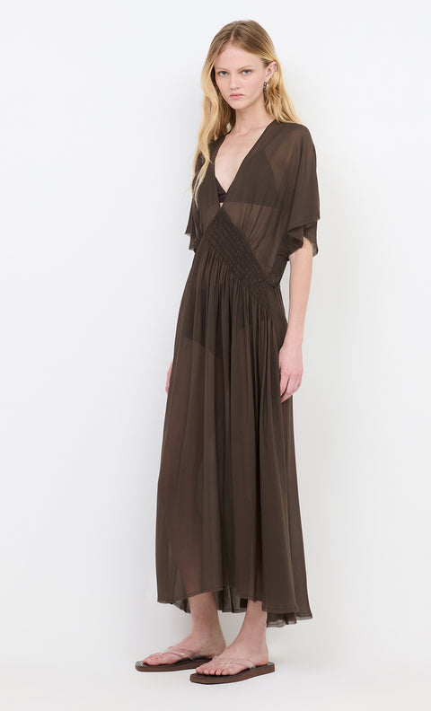 CASCADE MAXI DRESS - DARK CHOCOLATE