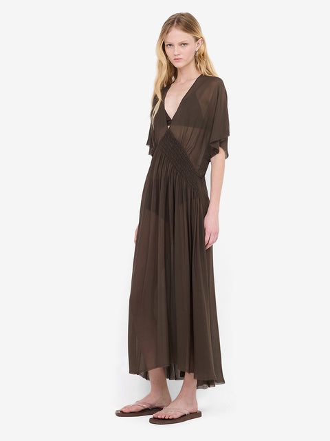 CASCADE MAXI DRESS - DARK CHOCOLATE