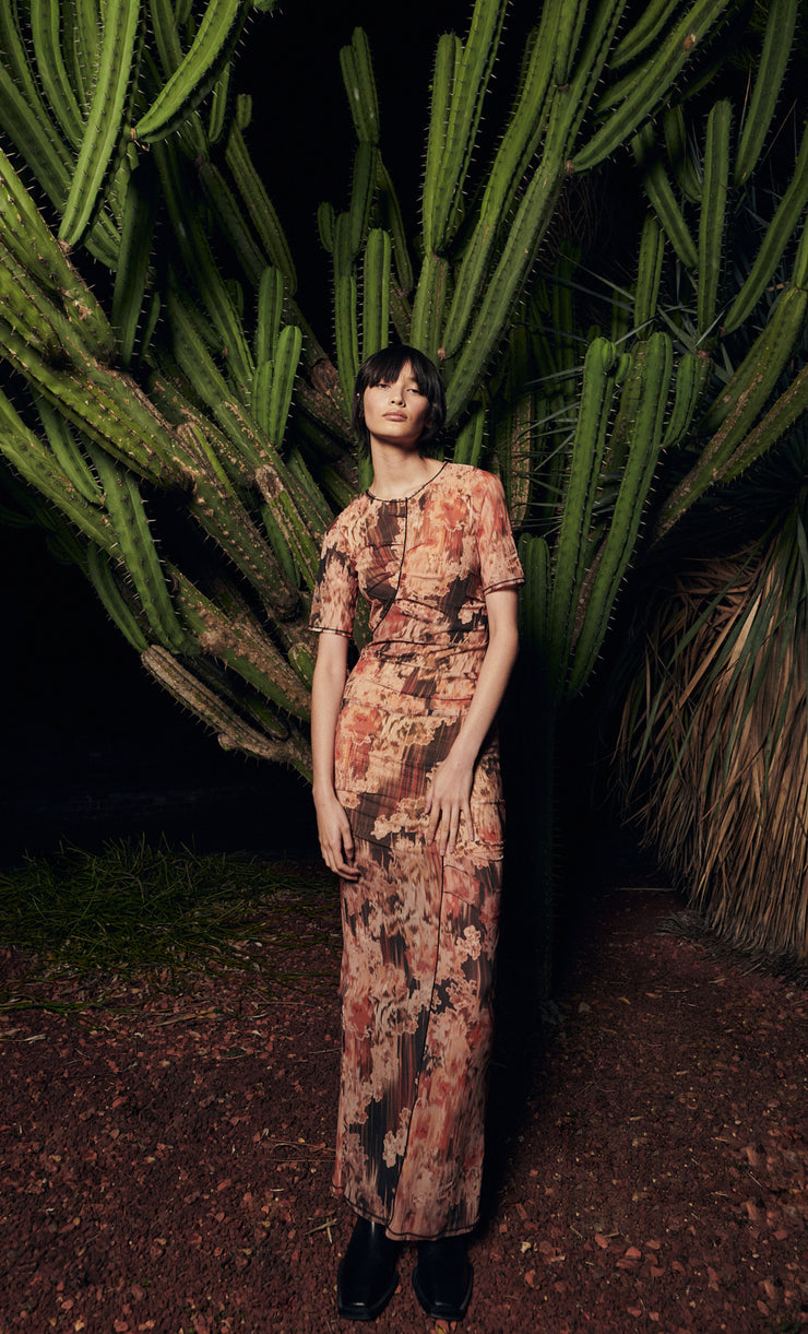 AVERIL TEE MAXI DRESS - GLITCH FLORAL