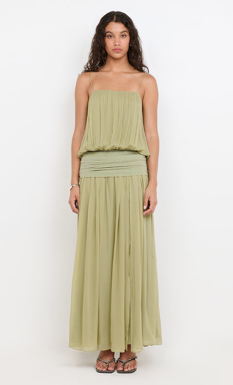 CAMILLE BLOUSON DRESS - PISTACHIO