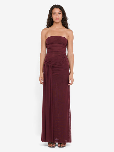 NOEMI STRAPLESS DRESS - PLUM