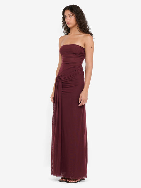 NOEMI STRAPLESS DRESS - PLUM