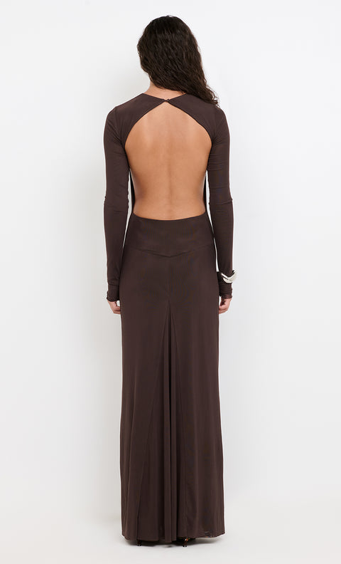 JUNIPER LONG SLEEVE MAXI DRESS - DARK CHOCOLATE