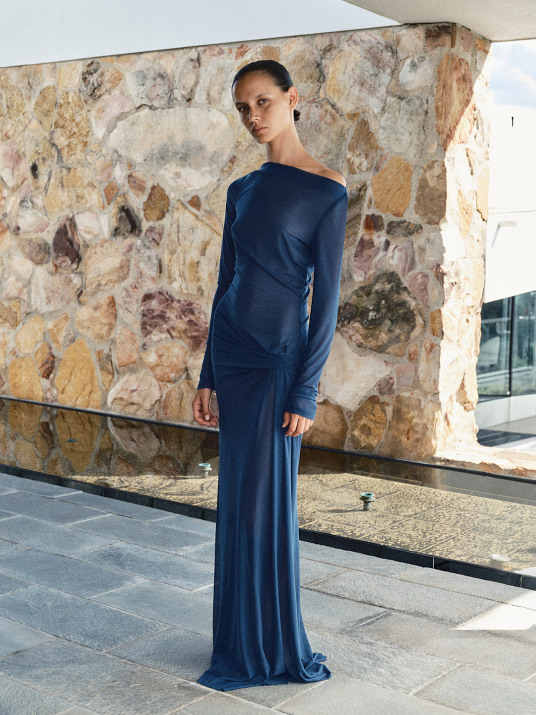MARABOU LONG SLEEVE MAXI DRESS - PETROL 8 MARABOU LONG SLEEVE MAXI DRESS - PETROL 8
