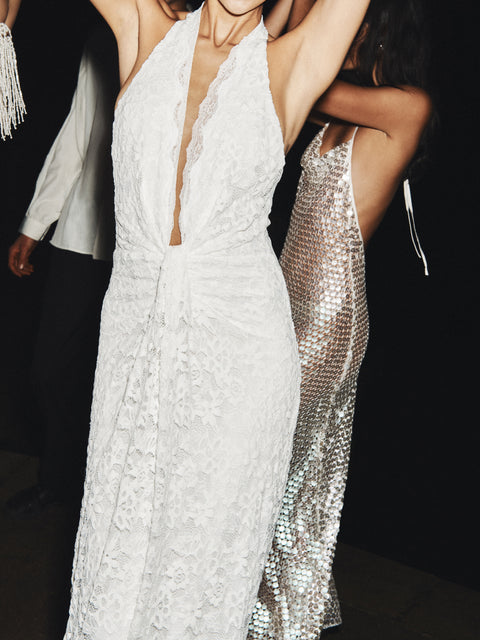 PINA HALTER GOWN - IVORY