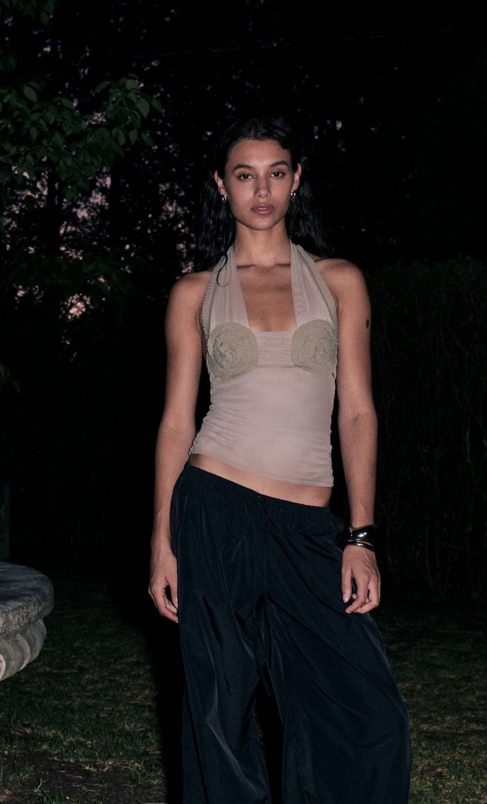 DANTE SPIRAL HALTER TOP - TAUPEE