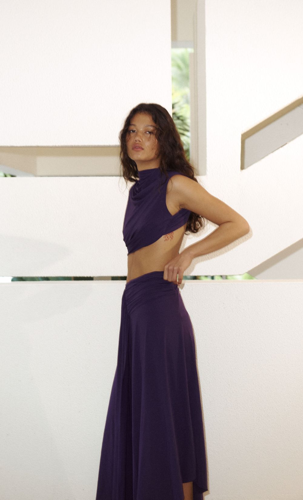 chinese dress ladies Bec + Bridge Leilah Drape Midi Dress in Purple