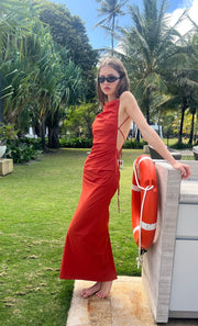 ALLIRA TUCK MAXI  DRESS - BURNT ORANGE