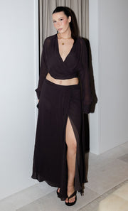AURELIA MAXI SKIRT - DARK CHOCOLATE