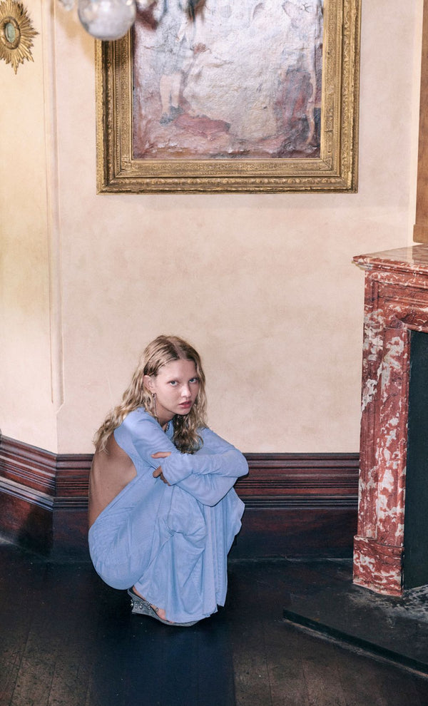 JUNIPER LONG SLEEVE MAXI DRESS - DENIM BLUE