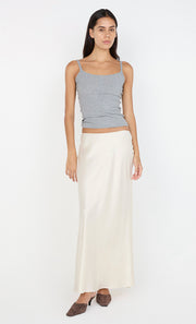 SILK BIAS MAXI SKIRT - CREAM