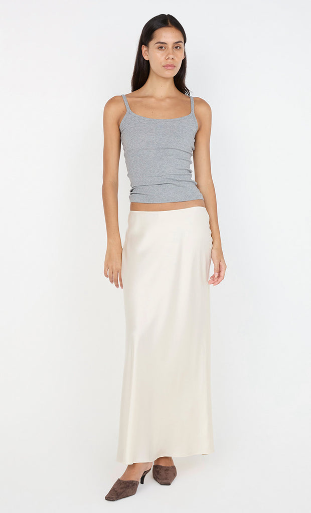 SILK BIAS MAXI SKIRT - CREAM