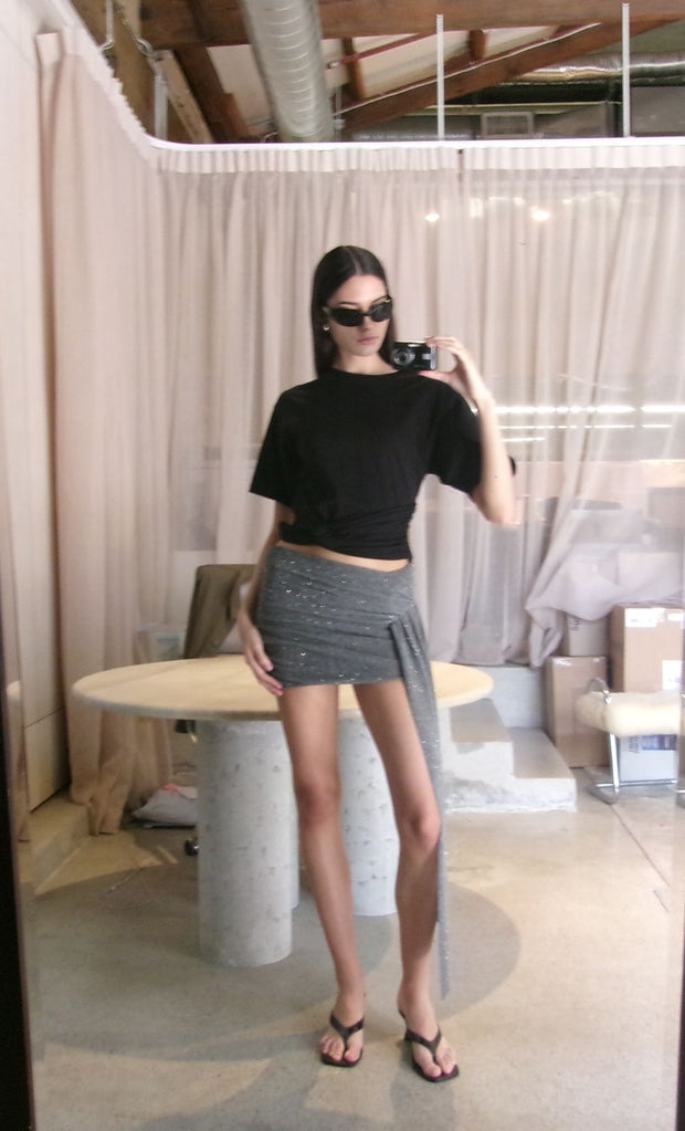 ASTRA DRAPE MINI SKIRT - CHROME