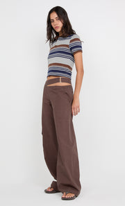PARKER POLO TEE - STRIPE INK/CHOC/GREY