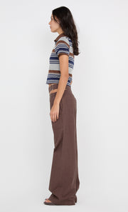 PARKER POLO TEE - STRIPE INK/CHOC/GREY