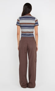 PARKER POLO TEE - STRIPE INK/CHOC/GREY