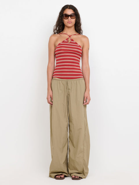 BENNI KEYHOLE TANK - BURNT RED/BUTTER STRIPE