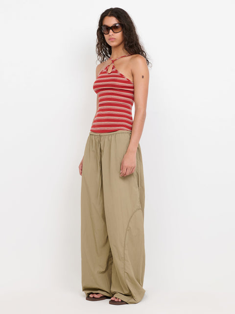 BENNI KEYHOLE TANK - BURNT RED/BUTTER STRIPE