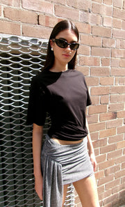 ASTRA DRAPE MINI SKIRT - CHROME