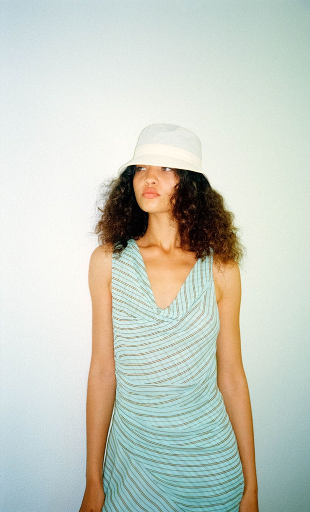 ALGARVE ASYM MINI DRESS - MINT SLICE STRIPE