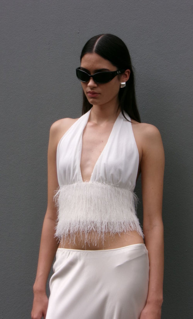 FINLEY HALTER TOP - WHITE