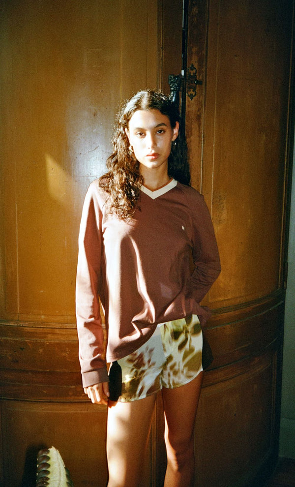 VARSITY LONG SLEEVE TEE - DARK CHOCOLATE