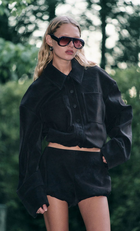 ALARIC CROPPED JACKET - ESPRESSO