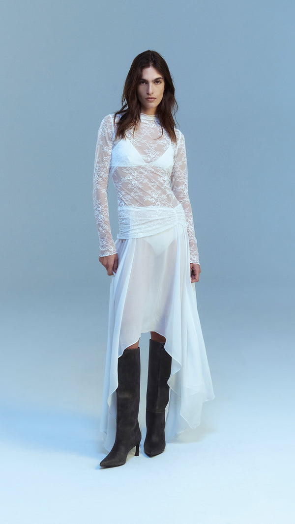 AUDREY ASYM MIDI DRESS - IVORY