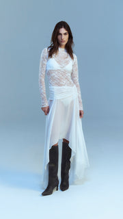 AUDREY ASYM MIDI DRESS - IVORY