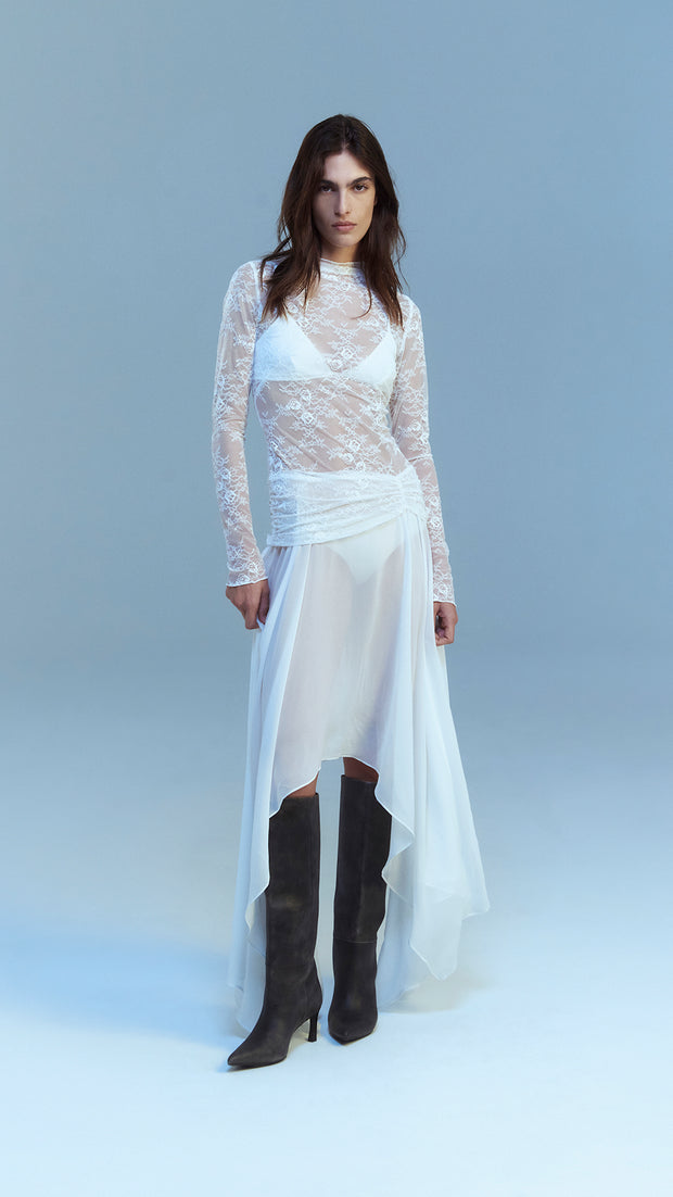 AUDREY ASYM MIDI DRESS - IVORY