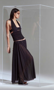 DANTE SPIRAL HALTER TOP - BLACK