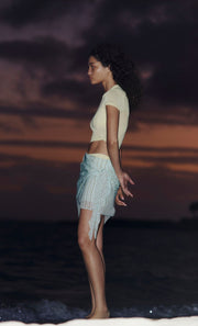 ALGARVE ASYM MINI SKIRT - MINT SLICE STRIPE