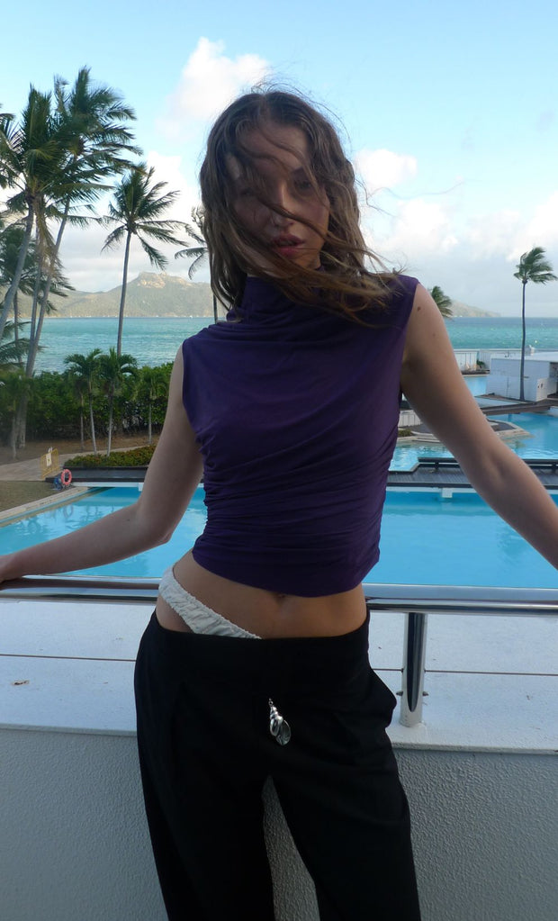 LEILAH ASYM TOP - DEEP VIOLET