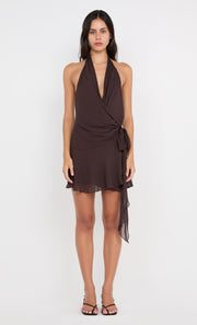 CELYSE MINI DRESS - DARK CHOCOLATE