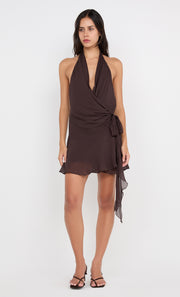 CELYSE MINI DRESS - DARK CHOCOLATE