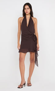 CELYSE MINI DRESS - DARK CHOCOLATE
