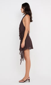 CELYSE MINI DRESS - DARK CHOCOLATE