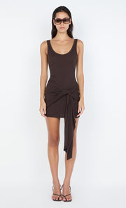 KODY RIB MINI DRESS - DARK CHOCOLATE