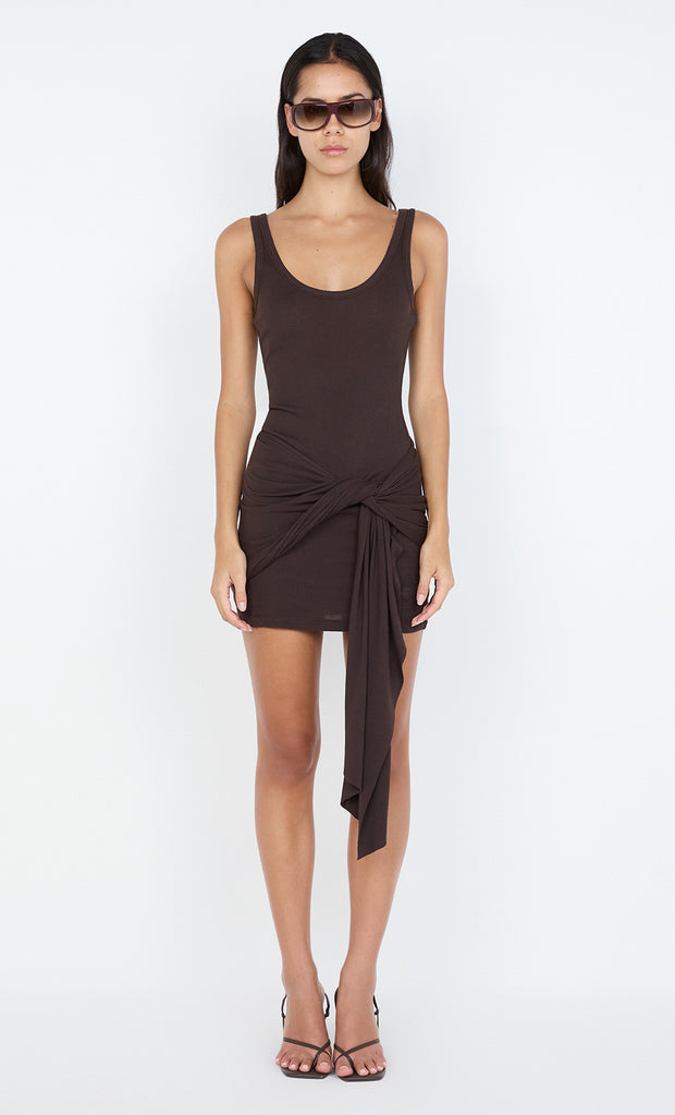 KODY RIB MINI DRESS - DARK CHOCOLATE
