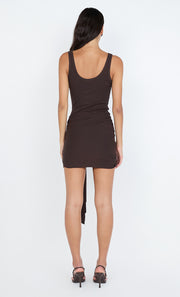 KODY RIB MINI DRESS - DARK CHOCOLATE