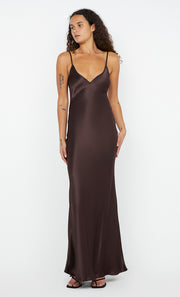 SOL TIE MAXI DRESS - DARK CHOCOLATE