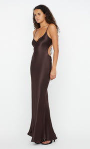 SOL TIE MAXI DRESS - DARK CHOCOLATE