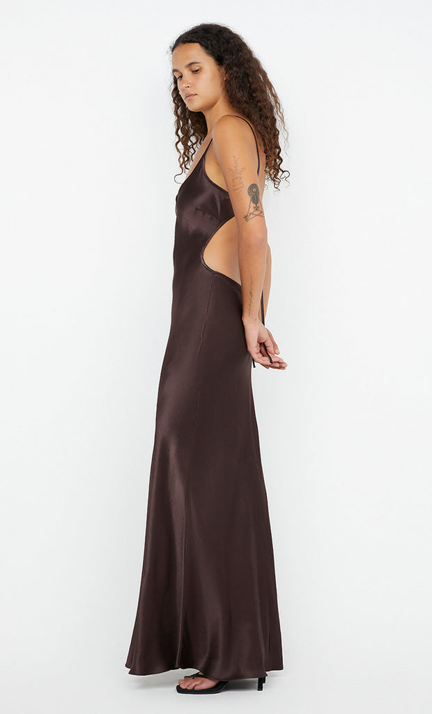 SOL TIE MAXI DRESS - DARK CHOCOLATE